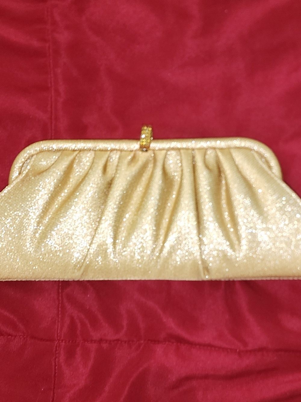 Carlo Fellini Elegant Gold Glitter Evening Clutch